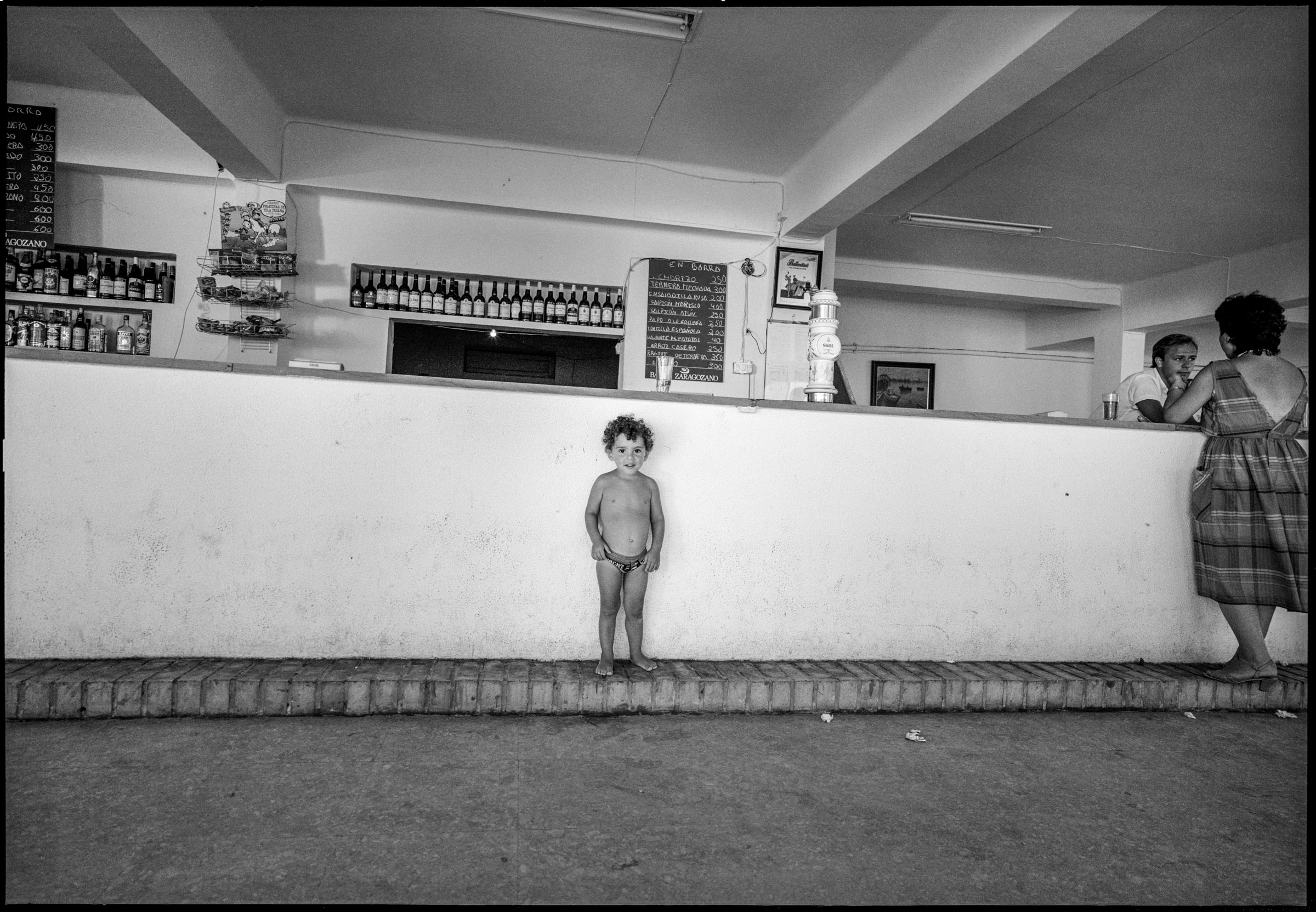 Baby in bar Spain